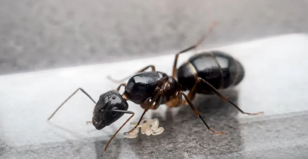 Close-up of a black ant, highlighting the need for comprehensive Winter Springs ant control services to prevent and manage ant infestations.